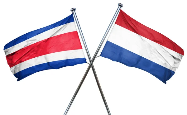 Bandeira da Costa Rica com bandeira da Holanda, renderização 3D — Fotografia de Stock