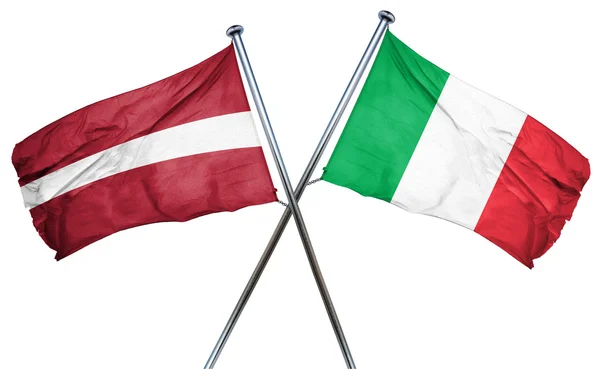 Drapeau Lettonie avec drapeau Italie, rendu 3D — Photo