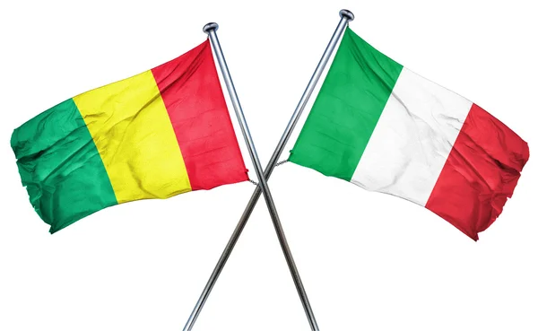 Bandera de Guinea con bandera de Italia, Renderizado 3D — Foto de Stock