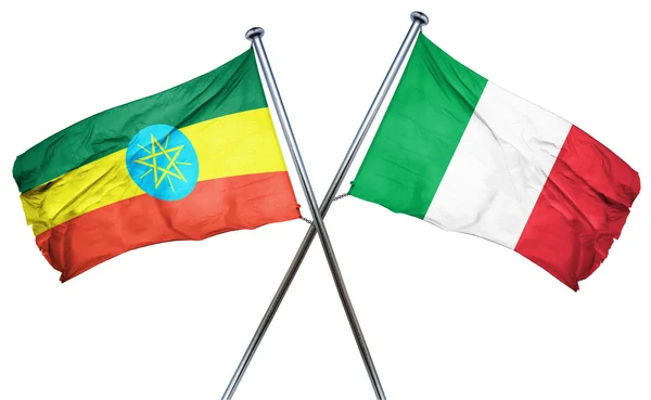 Drapeau Ethiopie avec drapeau Italie, rendu 3D — Photo
