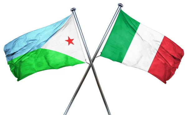 Djibouti flag with Italy flag, 3D rendering — Stock Photo, Image