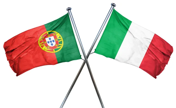 Portugal vlag met Italië vlag, 3D-rendering — Stockfoto