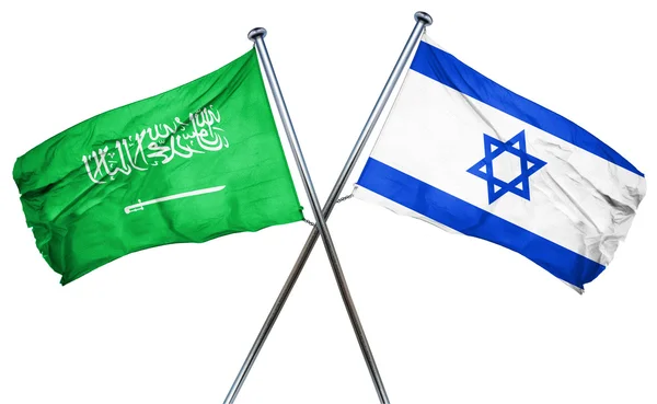 Vlajka Saúdské Arábie vlajka s Izraelem, 3d vykreslování — Stock fotografie