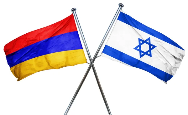 Σημαία της Αρμενίας με Ισραήλ σημαία, 3d rendering — Φωτογραφία Αρχείου