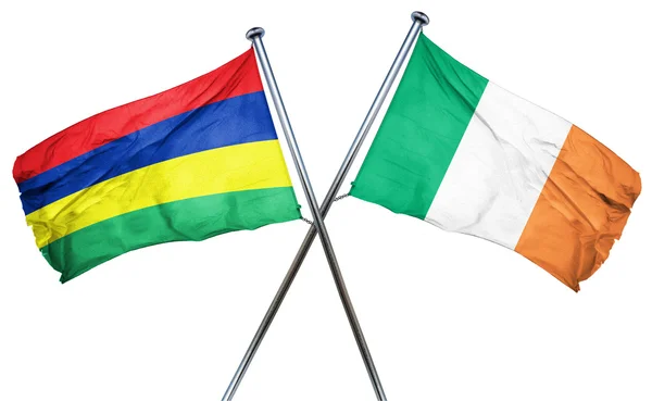 Mauritische Flagge mit irischer Flagge, 3D-Darstellung — Stockfoto