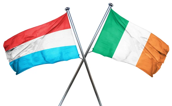 Luxemburger Flagge mit irischer Flagge, 3D-Darstellung — Stockfoto