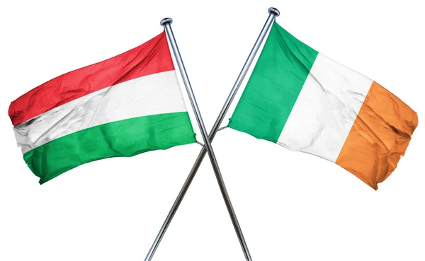 Ungarische Flagge mit irischer Flagge, 3D-Darstellung — Stockfoto
