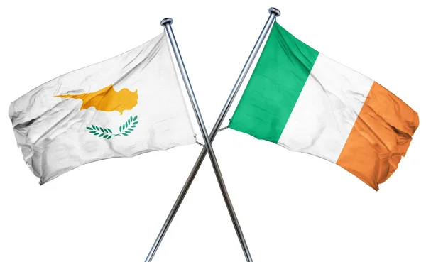 Zypern Flagge mit irischer Flagge, 3D-Darstellung — Stockfoto