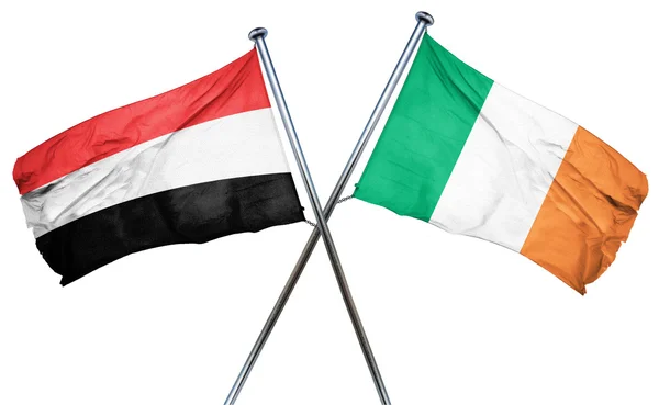 Yemen Flagge mit irischer Flagge, 3d Rendering — Stockfoto