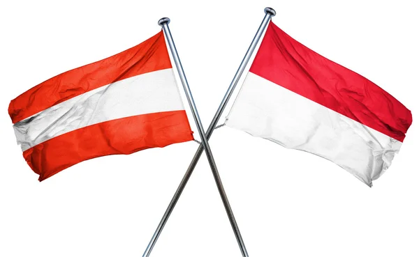 Österrike flagga med Indonesien flagga, 3d-rendering — Stockfoto
