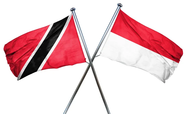 Trinidad and tobago flag with Indonesia flag, 3D rendering — Stock Photo, Image