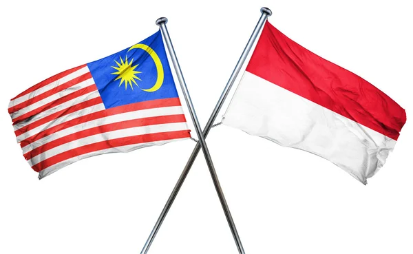 Bendera Malaysia dengan bendera Indonesia, render 3D — Stok Foto