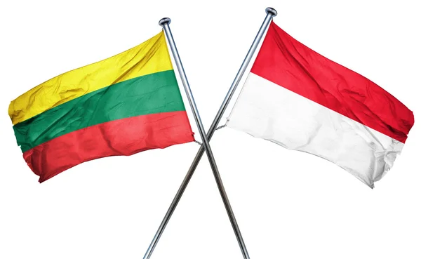 インドネシアの国旗、3 d レンダリングとリトアニアの国旗 — ストック写真