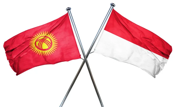 Флаг Кыргызстана с флагом Индонезии, 3D рендеринг — стоковое фото