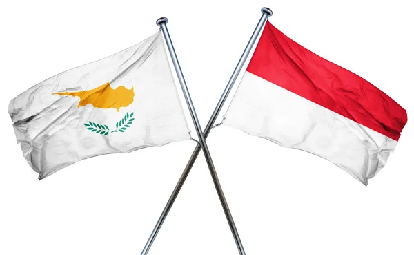 Drapeau Chypre avec drapeau Indonésie, rendu 3D — Photo