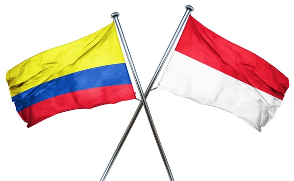 Флаг Колумбии с флагом Индонезии, 3D рендеринг — стоковое фото