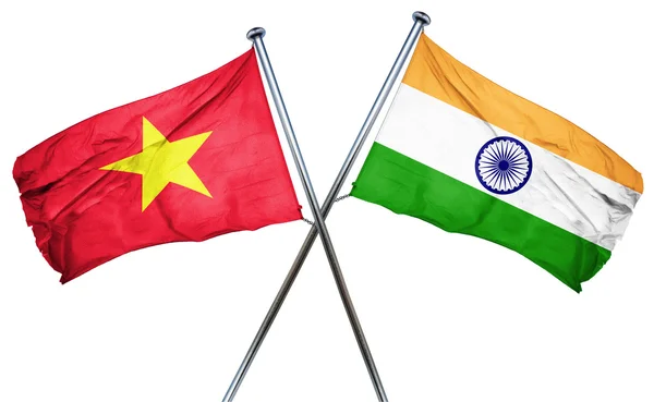 Vietnam flag with India flag, 3D rendering — Stock Photo, Image