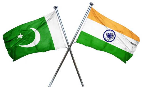Vlajka vlajka Pákistánu s Indií, 3d vykreslování — Stock fotografie