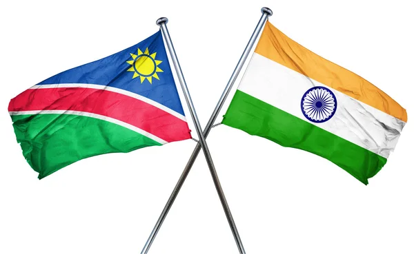 Drapeau Namibie avec drapeau Inde, rendu 3D — Photo