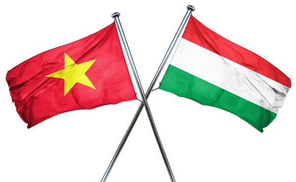 Vlag van Vietnam met Hongarije vlag, 3D-rendering — Stockfoto