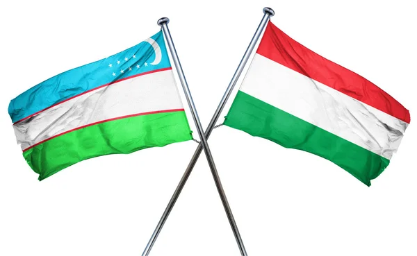 ハンガリーの国旗、3 d レンダリングとウズベキスタンの国旗 — ストック写真