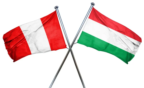 Peru flag with Hungary flag, 3D rendering — Stock Photo, Image