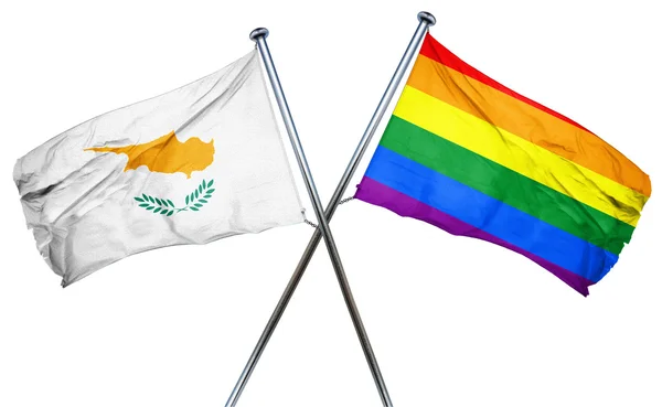 Cyprus flag with rainbow flag, 3D rendering — Stock Photo, Image