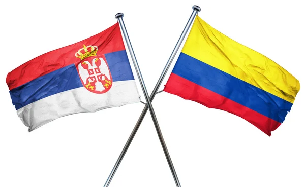 Drapeau Serbie avec drapeau Colombie, rendu 3D — Photo