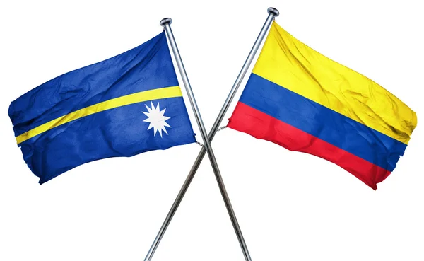 Bandera Nauru con bandera de Colombia, representación 3D — Foto de Stock