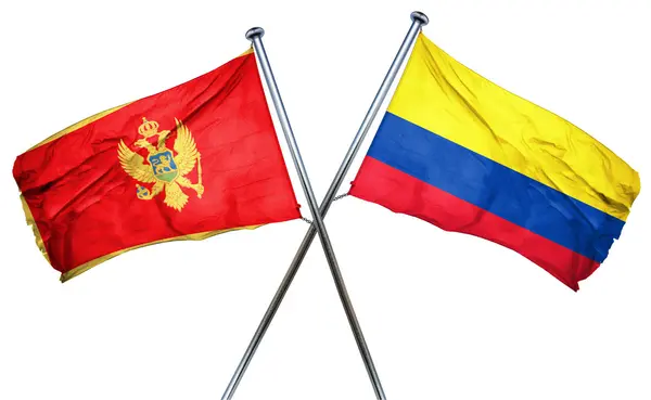 Drapeau Monténégro avec drapeau Colombie, rendu 3D — Photo