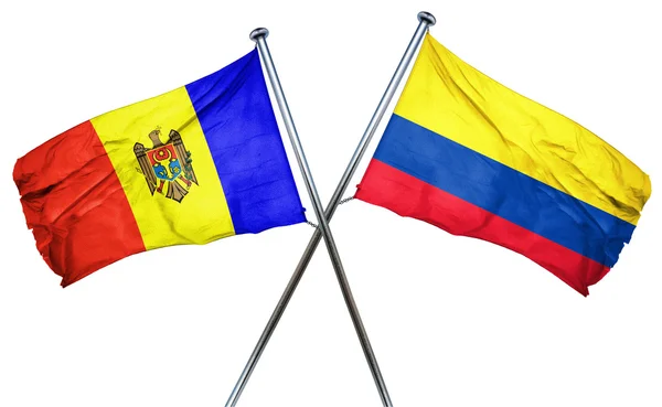 Bandiera Moldova con bandiera Colombia, rendering 3D — Foto Stock