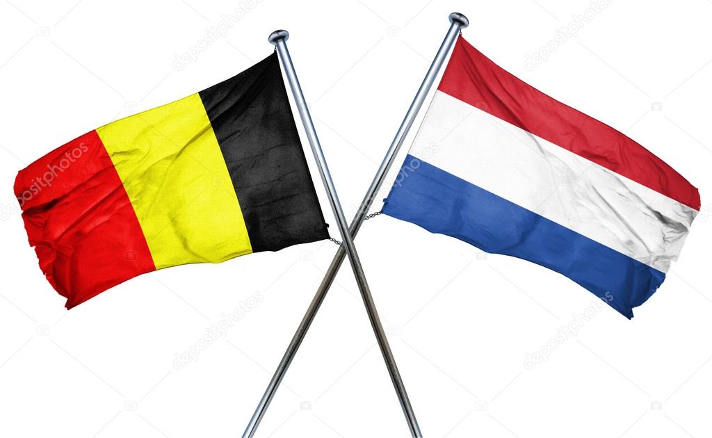 Vlag Van België Met Nederland Vlag 3d Rendering