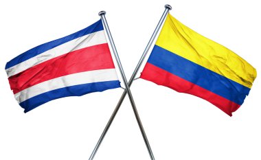 Kosta Rika bayrak Kolombiya bayrak, 3d render ile