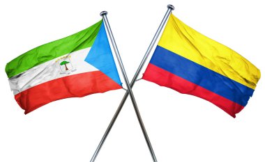 Ekvator Ginesi bayrak Kolombiya bayrak, 3d render ile
