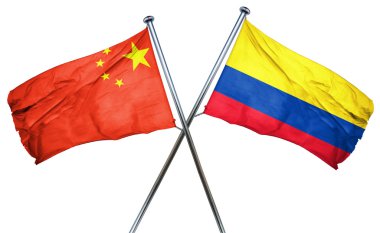 Çin bayrağı Kolombiya bayrak, 3d render ile