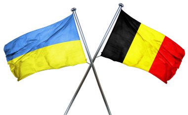Belçika bayrağı, 3d render ile Ukrayna bayrağı