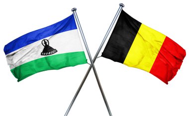 Lesoto bayrağı Belçika bayrağı, 3d render ile