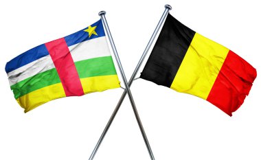 Belçika bayrağı, 3d render ile Orta Afrika Cumhuriyeti bayrağı