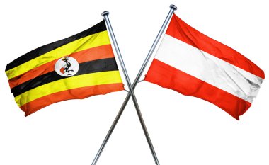 Uganda bayrağıyla Avusturya bayrağı, 3d render