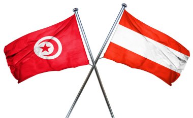 Tunus bayrağı ile Avusturya bayrağı, 3d render