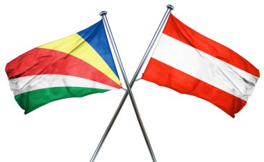 Seyşel Adaları bayrağı ile Avusturya bayrağı, 3d render