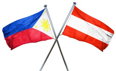 Filipinler bayrağı ile Avusturya bayrağı, 3d render