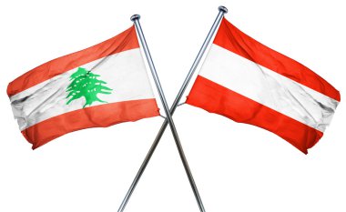 Lübnan bayrağı ile Avusturya bayrağı, 3d render