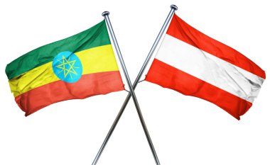 Etiyopya bayrağı ile Avusturya bayrağı, 3d render