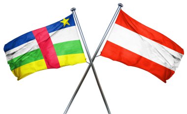Orta Afrika Cumhuriyeti bayrağı ile Avusturya bayrağı, 3d render