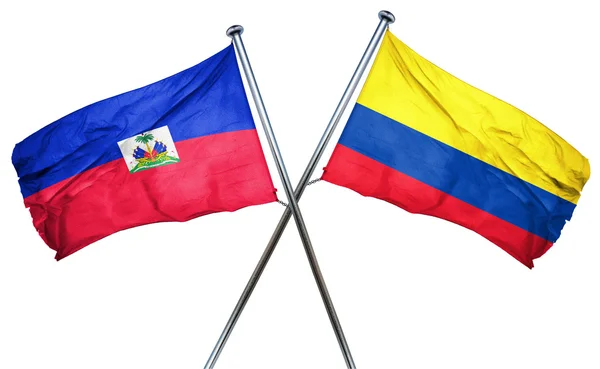 Bandiera Haiti con bandiera Colombia, rendering 3D — Foto Stock