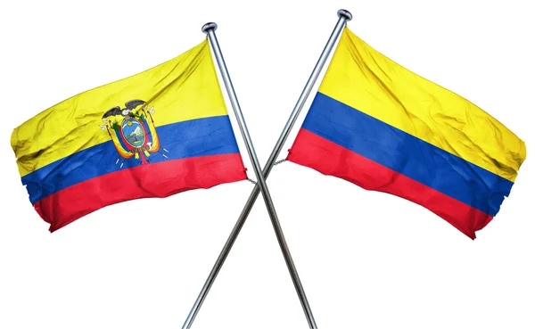 Ecuador Flagge mit kolumbianischer Flagge, 3D-Darstellung — Stockfoto