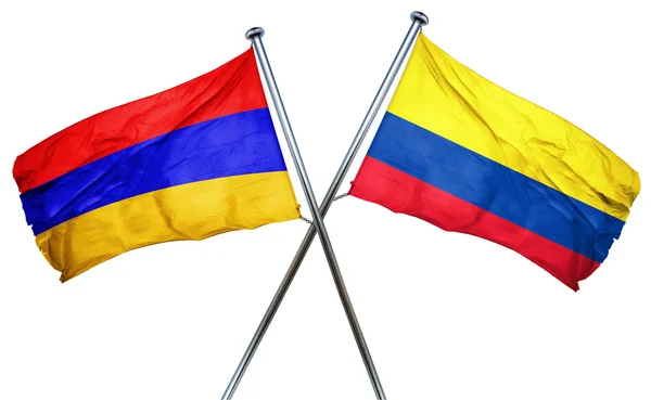 Armenia flag with Colombia flag, 3D rendering — Stock Photo, Image