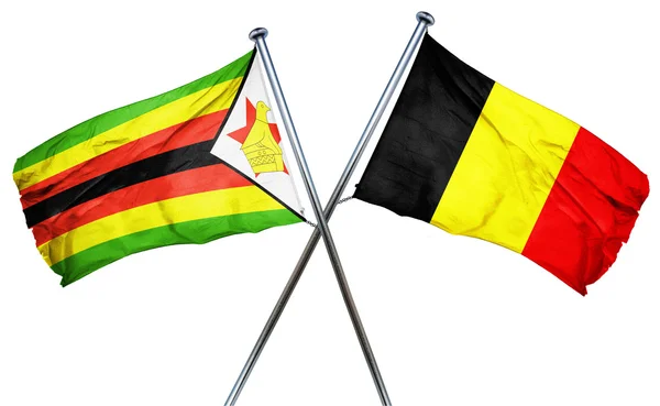 벨기에와 짐바브웨 플래그 플래그, 3 차원 렌더링 — 스톡 사진
