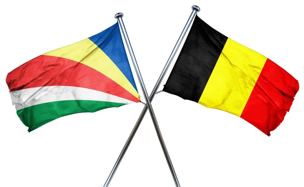 塞舌尔群岛旗帜与比利时国旗，3d 渲染 — 图库照片